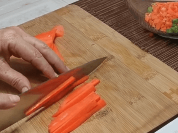 zanahoria picada con habichuela