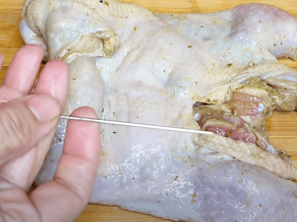 aguja para coser pollo